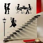 CVANU Romantic Couple Stairway Attractive Vinyl Wall Sticker for Wall Decoration