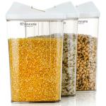 Floraware Food Safe Plastic Storage Containers with Sliding Mouth, 1100ml, Pack of 3, BPA Free (White)