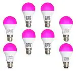 3A BRIGHT 9-Watt B22 Round Pink Colour LED Bulb , Pack of 8