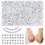 SANNIDHI 1400Pcs Alphabet Beads For Bracelets Necklace, 28 Styles Letter Beads For Jewellery Making Kit, Colorful Acrylic Smiley Face Heart Bead For Jewelry Making Diy Crafts