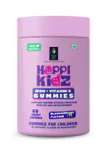 Happi Kidz Iron + Vitamin C Gummies For Kids-(60 Gummy Bears) -Supports Immune System Function, Blackcurrent Flavor