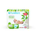 PureBorn Organic Disposable Baby Diapers I Super Soft I Maximum Leakage Protection I Made with Organic Bamboo I Master(Pack Of 136 Pcs), Size NB (Upto 5 Kg)