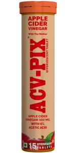 ACV-PIX APPLE CIDER VINEGAR EFFERVESCENT TABLET WITH MOTHER,VIT B6 & B12 (15 Tablets)