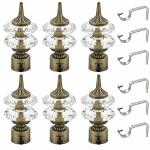 MADHULI Antique Diamond Curtain Bracket Curtain Knobs Curtain Finial & Support 11 x 6 cm (Pack of 6)