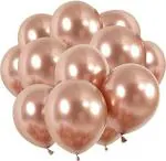 Hippity Hop Rubber Golden Metallic Chrome Balloon (Pack Of 10)