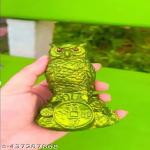 TRACES Resin Owl Showpiece Pile of Coins | Religious Idol for Home Decoration | Idols for Temple Worshipping | 5*6*10 cm