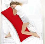 Tishnagi Designer Cotton Ultra Soft White Stripes Long Side Body Pillow Sleeper Pillows with Soft Polyester Fiber Filling Inside and Natural Rayon Cotton Removable Cover (Dark Red , Single Pack)