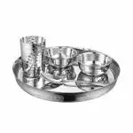 Shri & Sam Komcha Stainless Steel Hammered Thali Set 30 cm (5 pcs)
