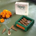 Triveni Organics Dhoop Cones Combo - Pack of 3, Natural Incense Cones | Long Lasting Natural Fragrance Cone Dhoop for Puja and Meditation Sandal Wood Cone Dhoop 90 Pieces with 3 Holder