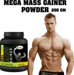 Inlazer Mega Mass Weight Gain Powder_ Superior Muscle Recovery Protein Supplement Powder Weight Gainers/Mass Gainers (200 g, No Flavour)