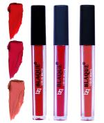 bq BLAQUE Matte Liquid Lip Gloss Combo of 3 Lipstick # 102-109-112 (12 ml, Red, Dark Pinkish Red, Dark Coral)