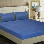 Home Designs Classic Blue Polycotton Solid 1 Double Bedsheet with 2 Pillow Covers 90 x 90 inch