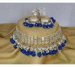 Gyaan Jewels Handmade Alloy Earring and Necklace Set Blue (Women) Free Size