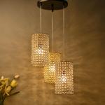 Homesake Home Decor Hanging Light, Pendant Ceiling Lights For Home Decoration, Home Decor Items For Living Room, Wall Lights, Antique Home Decor, Jhumar Lighting For Home, (Cylinderical Golden)