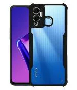 Rakulo Back Cover for Infinix Hot 12 Play, Eagle Case Hard PC Back Transparent Shock Proof Rubberized Case (Black)