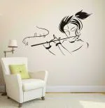 Lanstick Vinyl Multicolor Lord Krishna Flute Wall Sticker Self Adhesive Wall Sticker 30 inch
