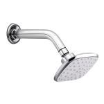Rocio Square Shower Head for Bathroom with 9 Inch Shower Arm and Wall Flange, Wall Mount Premium Polished Chrome Finish with White Showerhead and Nozzel, 4 x 4 Inch