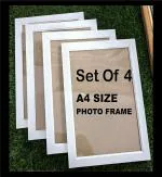 DJ ARTS A4 size Certificate Document and Photo White Wall wood photo frames (Colour - White & Size - A4) (Frame A4-4)