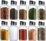KATHIYAWADI SALES Square Transparent 10 Pieces Glass Spice Jars 120 ml