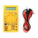 Mcare DT830D Yellow multimeter Digital branded, AC DC Measuring voltage tester, digital tester. Basic Digital Automatic Multimeter with Buzzer, Voltage Ampere Ohm Tester Probe DC AC LCD Overload Protection.
