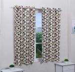 HOME MAX Multi Cofee Printed Polyester Pack Of 2 Semi Transparent Door Curtain, 122 X 213 Cm
