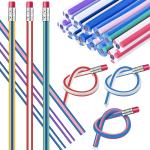 Neel Wood Multicolor Flexible Bendable Pencils Soft Bendy Colorful Stripe For Adult