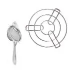 Stainless Steel Tea Strainer With Stainless Steel Kadai | Cooker Stand & Multicolour, (Pack of 2)