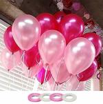 AMFIN 10 Inch Light Pink & Red Metallic Balloons with Matching Ribbon for Decoration,Balloon for Birthday Decor/Anniversary/Party/Baby Shower/Party/Home Decor