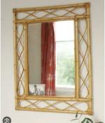 AK Cane & Bamboo_ Handcrafted Cane Framed Wall Hanging Mirror (18 inch x 12 inch, 800 Grams)