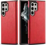 Excelsior Premium PU Leather Back case Cover with 360 Degree Full Body Protection | Shockproof for Samsung Galaxy S24 Ultra (Red)