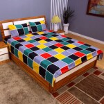 LiveWell Checked Double Bedsheet with Pillow Covers Covers Size-208x213 Cm