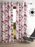 Home Sizzler 2 Piece Windflower Eyelet Polyester Door Curtains - 7 Feet, Maroon