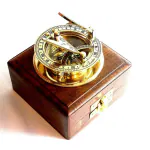 Royal Handicraft Solid Brass Pocket Sundial Compass West London with Wooden Box