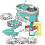 Spotzero By Milton Multipurpose Microfiber Aqua Green Mop Floor Cleaning Kit With Added Refill - 500 Ml (Set Of 6)