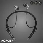 Tiger Force 4 Super Bass Wireless Bluetooth Neckband Earphone with 30 Hours Play Time Bluetooth Headset (Black, In the Ear)