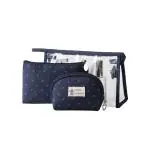 Awestuffs Cosmetic Bags Set of 3 Different Sizes Makeup and Toiletry Pouch Bag (Dark Blue)