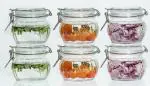 ComSaf Airtight Glass Canister Set of 6 with Lids 500ml Food Storage Jar Round - Storage Jar with Clear Preserving Seal Wire Clip Fastening for Kitchen Canning, Spice Storage (500ml, Set Of 6, Round)