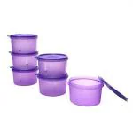 Cutting EDGE Food Saver Airtight Container, Eco-Plastic Tiffin Lunch Box for Office, Men, Women & Kids School, Leakproof Kitchen Food Left Over Multi Purpose Box for Fridge or Vegetable Storage (Set of 6 - 535 ml, Purple)