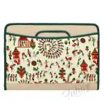 CAMPIO Warli Print Multipurpose Jute Professional File Folders Certificates, Handle Bag, Portfolio, Executive Legal Size Documents Holder for Men and Women