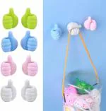 KATHIYAWADI 8 PCS Self Adhesive Thumb Hook, Silicone Thumbs Up Shape Wall Hook, Multifunctional Thumb Hook Holder Cable Clip Organizer Key Hook Wall Hangers for Home Office Bedroom-Multi Color-Pack of 8