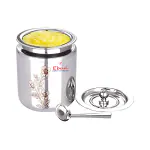 Ebun Stainless Steel Laser Designed Ghee Pot | Stainless Steel Ghee Container for Kitchen | Premium Oil Container with Lid for Pooja Items 1000 Ml 1 Piece