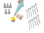 BLUE WONDER Cake Decorating 6 Pcs Nozzle with Stainless Steel Fork Set and (Multicolour, Pack of 2)