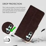 Casotec Premium Leather Kickstand Wallet Flip Case Cover with Magnetic Closure for Samsung Galaxy A34 5G - Coffee