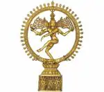Idol Collections Gold Brass Nataraja Shiva Idol Sculpture Handmade Antique Dancing Pratima Statue Home Decor Figurine, Standard