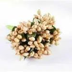 SATYAM KRAFT Golden Hair Accessories, Jewelry Making Fake Flowers For Home Decoration, Gift, Mandir Pooja Table, Cake Decor, Bouquet Making, Backdrop, DIY Art Craft Items, Diwali Decoration Material(Golden, 12 Bunch of 12 Pollen Each)