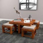 Kendalwood Furniture Wooden Center Table Tea Table for Living room Furniture Wooden Center Table Tea Table Solid Wood Coffee Table (Finish Color - Honey Finish with Cream Cushion, Pre-assembled)