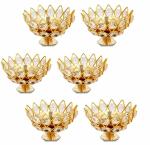 NAVYAKSH Brass Diya Crystal Round Shape Kamal Deep Akhand Jyoti Oil Lamp