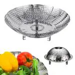 FYRLA Vegetable Steamer Basket, Premium Stainless Steel Veggie Steamer Basket - Folding Expandable Steamers to Fits Various Size Pot Medium Stainless Steel Steamer Basket for Vegetable/Insert for Pots, Pans steam boiling