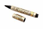 Ledos Grey Metal Sumo God Shiv Shankar with Goddess Parvati Engraved Ball Point Pen Golden Trims Blue Refill