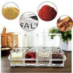 Curve Creation Spice Storage Crystal Seasoning Box With 4 Compartment And Spoons, Masala Box